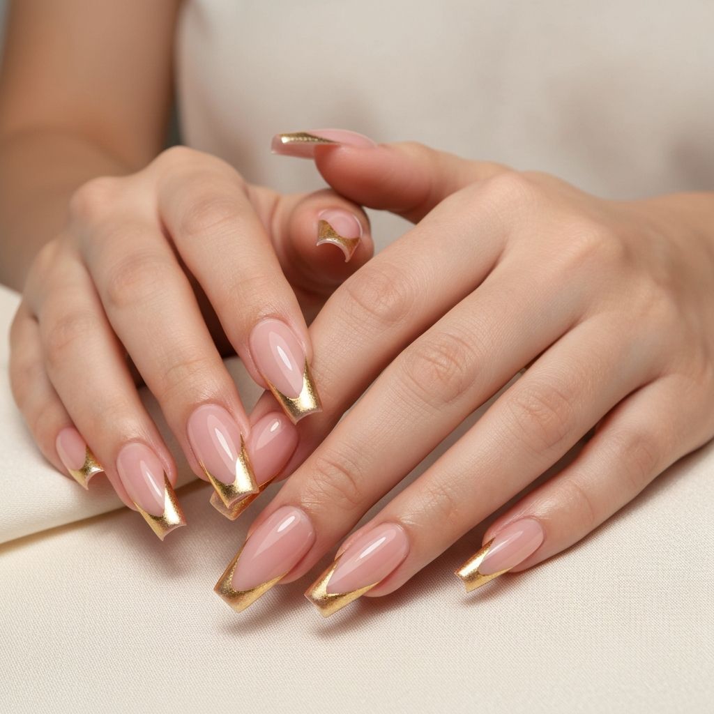 Acrylic nail extensions with nail art