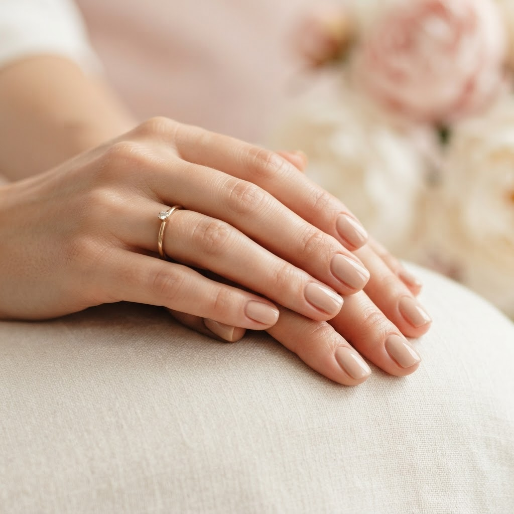 Classic manicure in soft nude polish