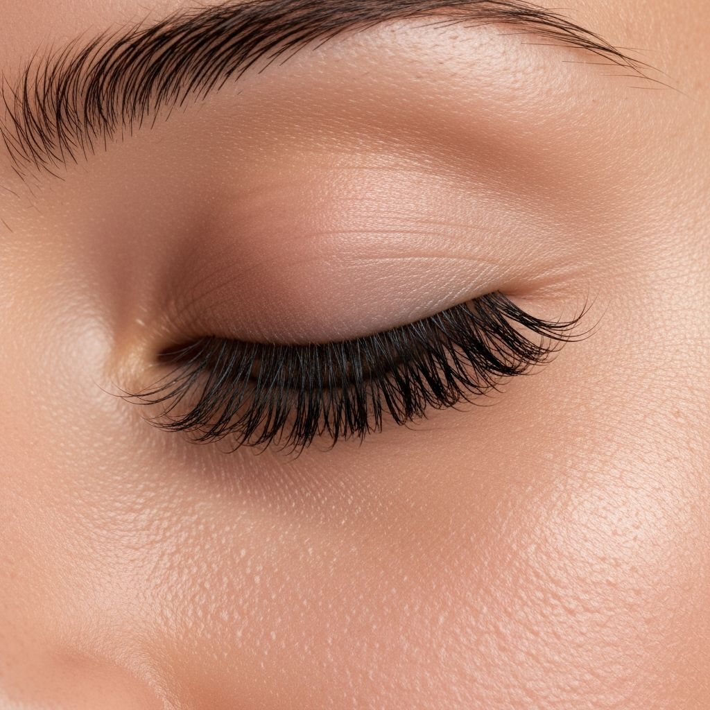 Close-up of beautiful eyelash extensions